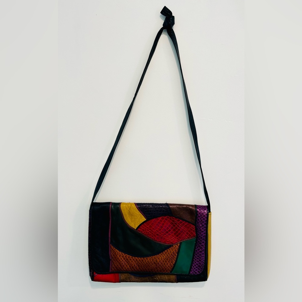 Carlos Falchi Vintage Leather Bag Patchwork EUC